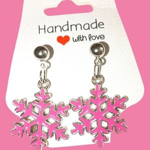Charming Pink Snowflake Earrings